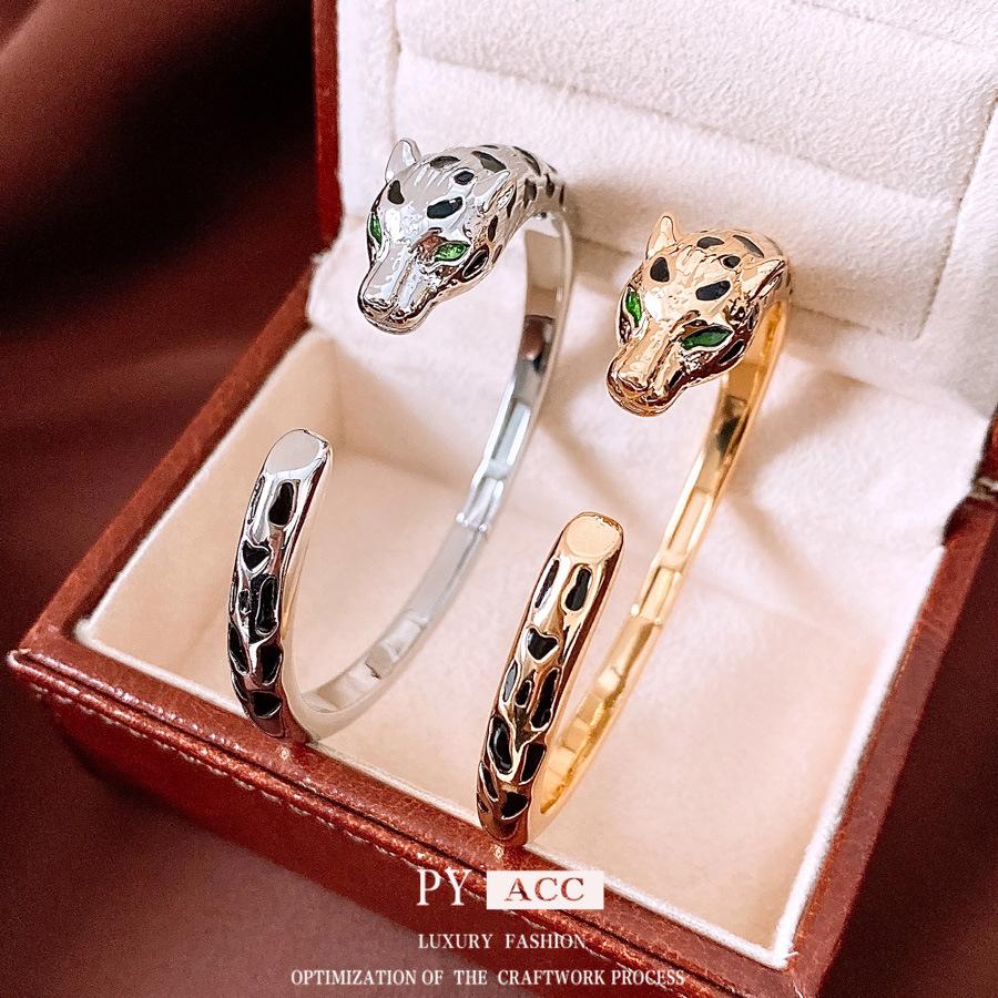 European and American Environmentally Friendly High-grade Fine-polished Copper Zircon Leopard Bracelet, The Opening Can Be Adjusted