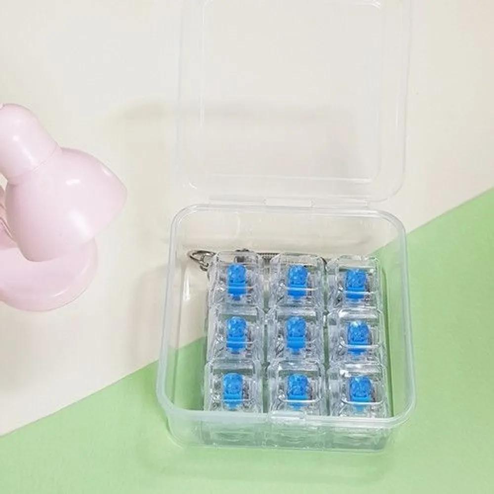 LED Keyboard Keycap Keyring Transparent Clicky Keycap Keyring Bag Charm Fidget Keyring Blue Switch Keyboard