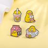 Lemongrass Strawberry Yogurt Brooch - Cute Yellow Duck Pearl Milk Tea