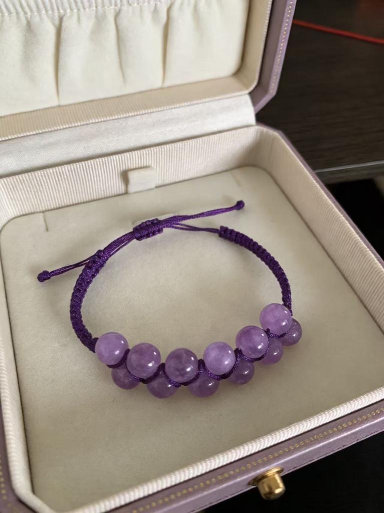 8mm φυσικό βραχιόλι από πλεγμένο αμέθυστο λεβάντας, γλυκό και κομψό, μοντέρνο κόσμημα