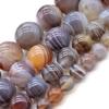 Natural Persian Gulf Agate Coffee Brown Banded Loose Round Beads for DIY Bracelets