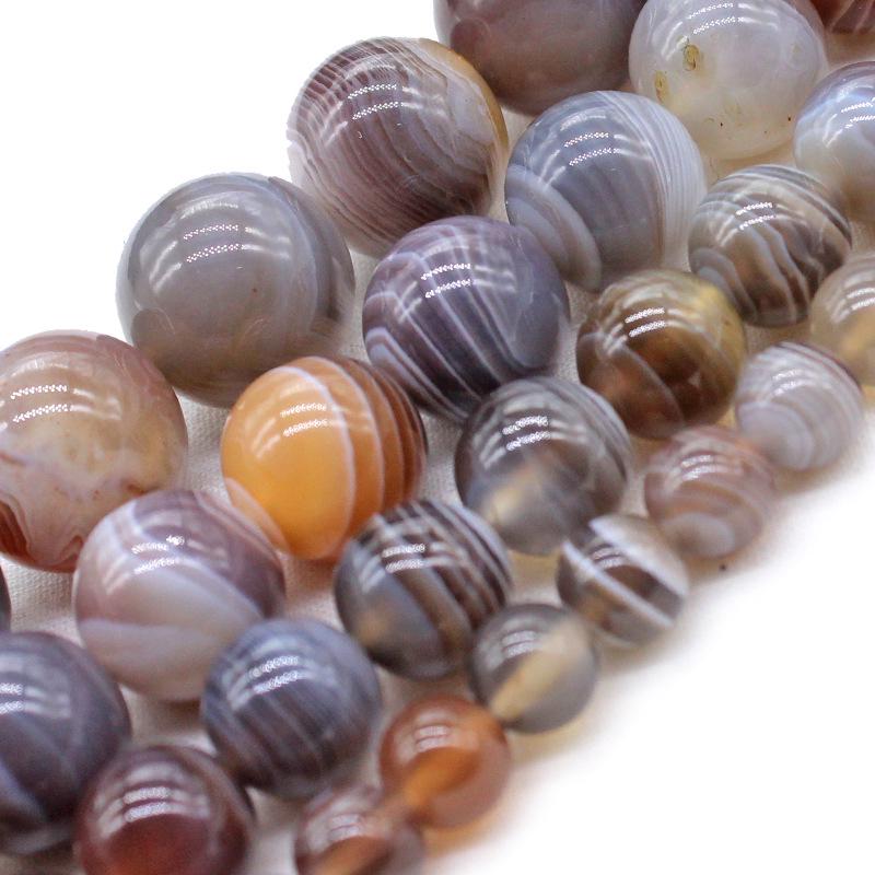 Natural Persian Gulf Agate Coffee Brown Banded Loose Round Beads for DIY Bracelets