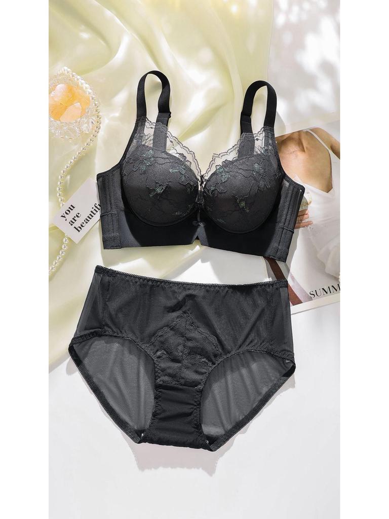 Lace Push-Up Sexy Lingerie Set - Enhancing Bra & Panty with Side Support