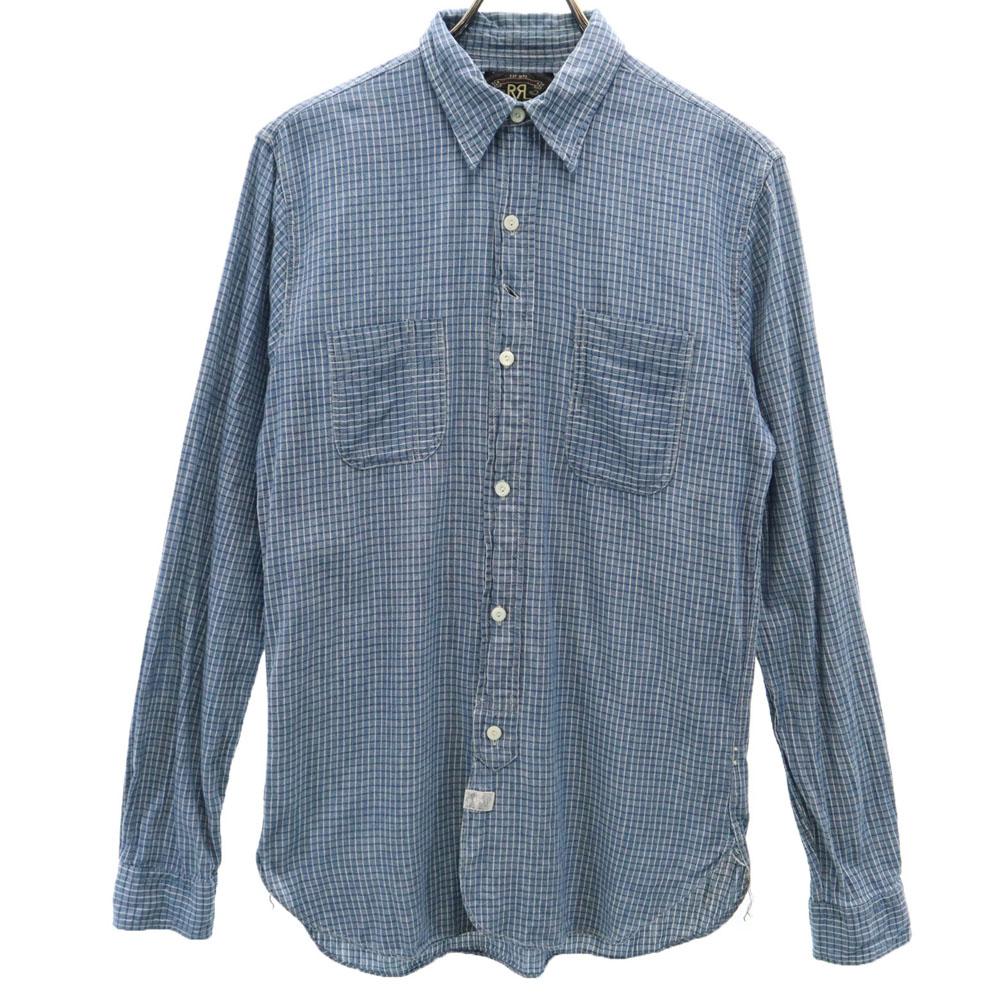 RRL Check Pattern Long Sleeve Hidden Button Down Shirt XS Blue Men's Used