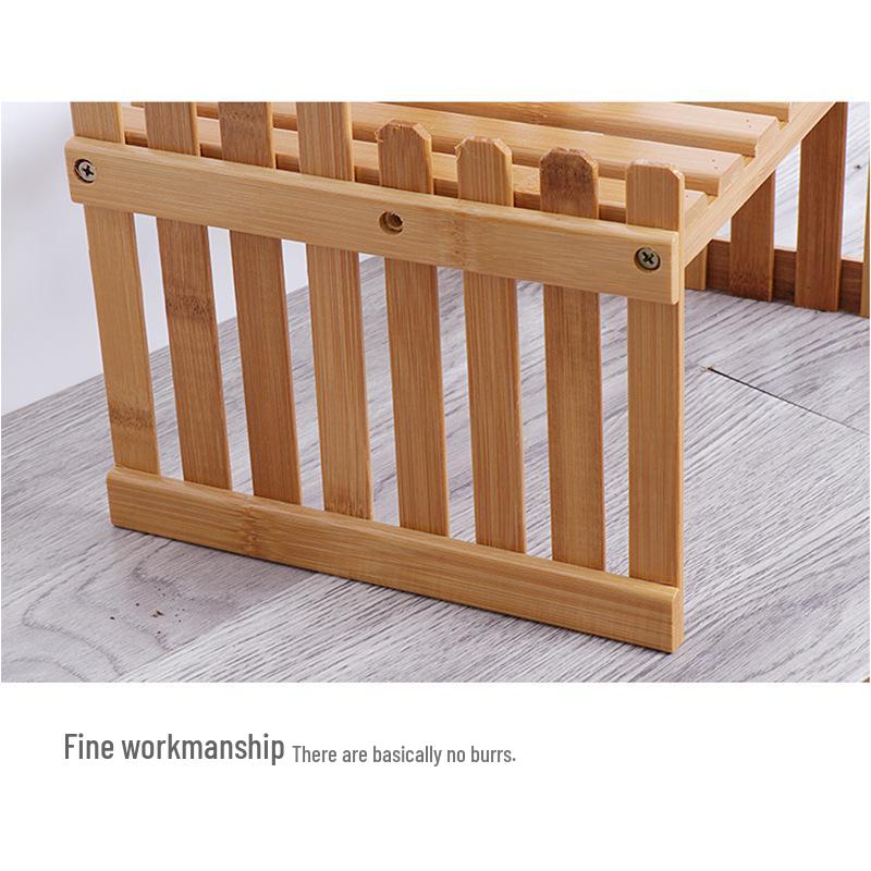 Mini Bamboo Desktop Flower Stand for Office or Window Sill - Wooden Potted Plant and Storage Rack.