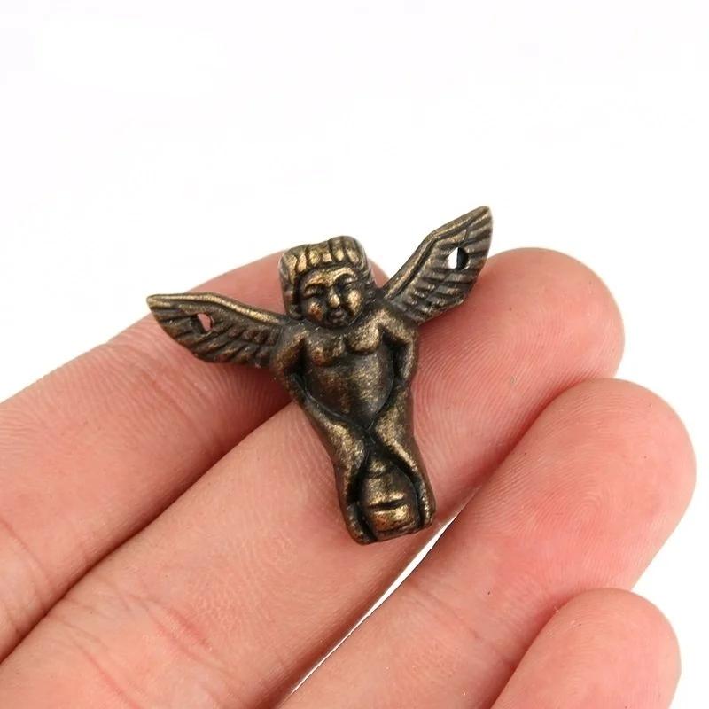 8Pcs/lot Antique Bronze Angel Gift Box Wood Case Corner Protector Furniture Decor