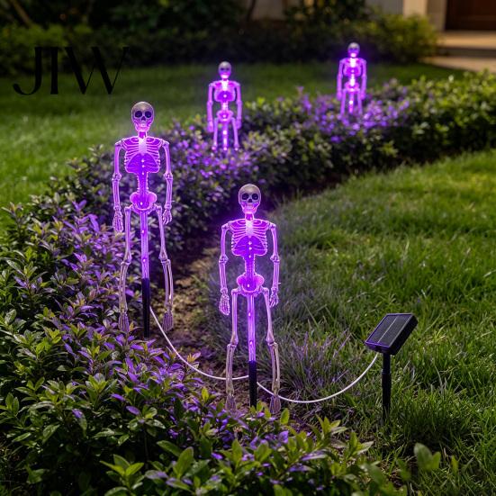Halloween Party Decoration 3D Skeleton Solar Garden Lamp, Spooky Human Pathway Glowing Lawn Ornaments for Parties Lights, Waterproof Resin Outdoor