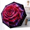 1pc Sturdy 8-Bone Auto Umbrella, Enchanted Rainbow Rose Umbrella, Digital Printed, Foldable Umbrella for On-the-Go Outdoor Use