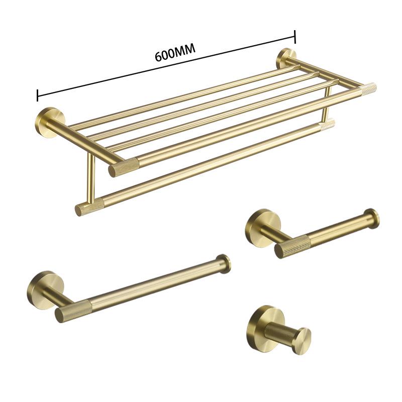 European Luxury Brass Bathroom Set: Knurled Towel Bar, Tissue Holder, Coat Hook, Toilet Brush, Soap Dispenser, Towel Ring.