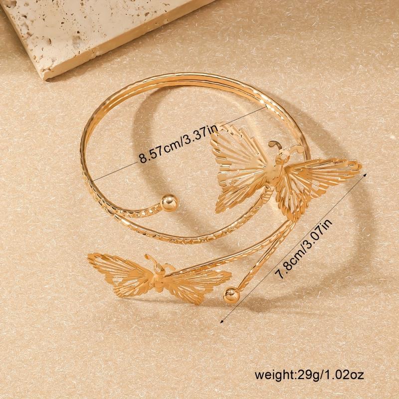 1PC Adjustable Open Cuff Bracelet Elegant Minimalist Arm Jewelry for Women Boho Chic Party Wear Gold Alloy