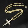 Hip Hop Iced Out Cross Pendant Necklace Strap 4mm Zircon Tennis Chain Men Women Sparkling Necklace Punk Jewelry Fashion Gift