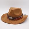 Jazz Hat Felt Hat Belt Buckle Knight Hat Big Head Circumference Cross-Border Foreign Trade Tibetan Top Hat Western Cowboy Hat Mongolian Hat