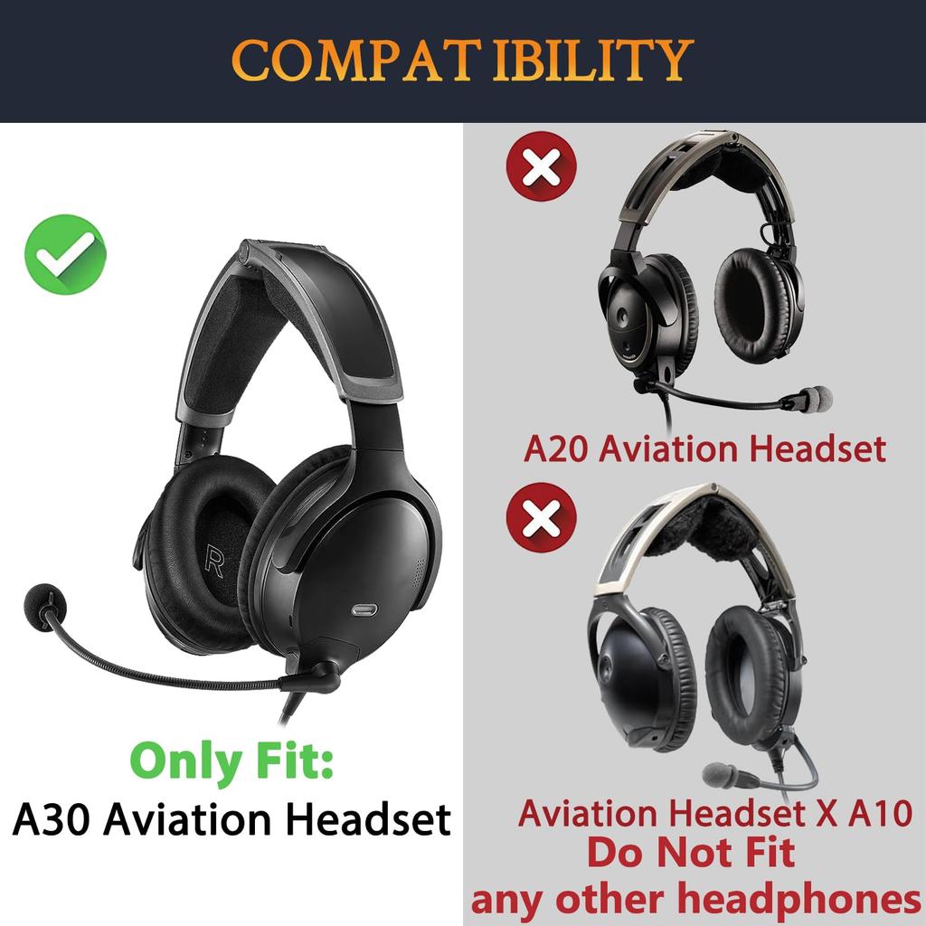 SOULWIT Cooling Gel Ear Pads for Bose A30 Aviation Headset, Replacement Ear Cups with High-Density Foam Ear Cushions, Cooling Feel, Black