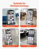 Brochure Display Rack, 4-Tier Magazine Literature Display Stand with Wheels, Movable Floor Standing Magazine Rack, Heavy Duty Newspaper Catalog