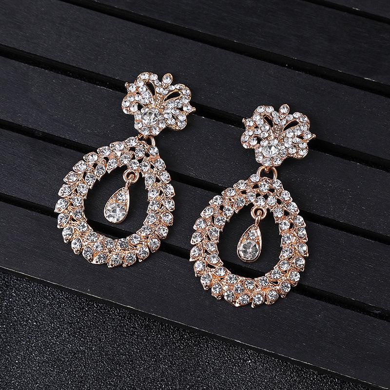 Rhinestone Earrings Choker Necklace Wedding Jewelry Sets  Bride Party Costume Dress Accessories