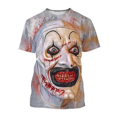 Summer Horror Movie 3D Digital Printed T-shirt Men's Clown Short Sleeved T-shirt
