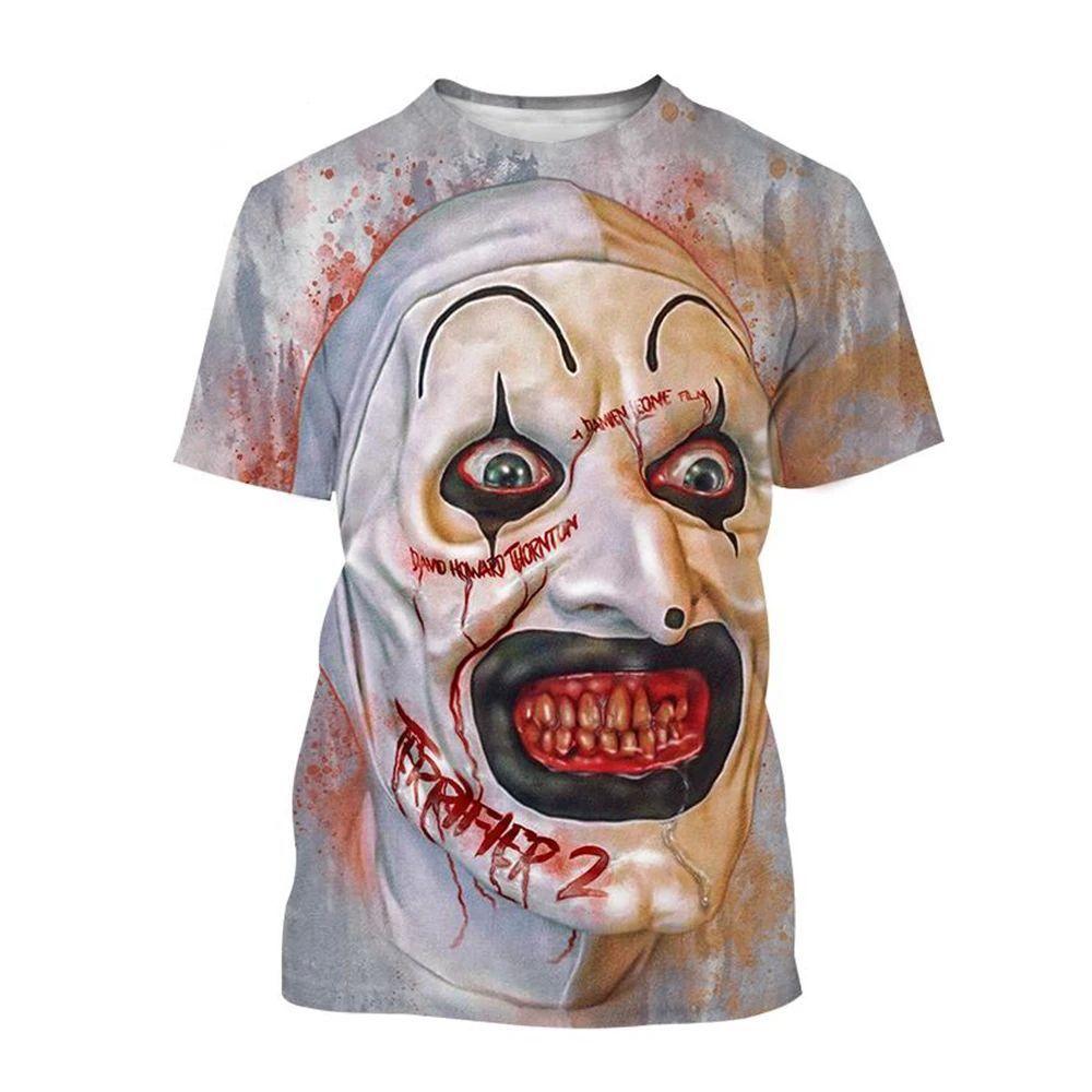 

Summer Horror Movie 3D Digital Printed T-shirt Men s Clown Short Sleeved T-shirt S