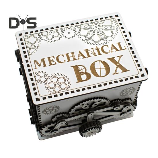 

Деревянная механическая коробка для хранения с шестеренками, интерактивная шкатулка для колец, браслетов, подарок любителям механики A