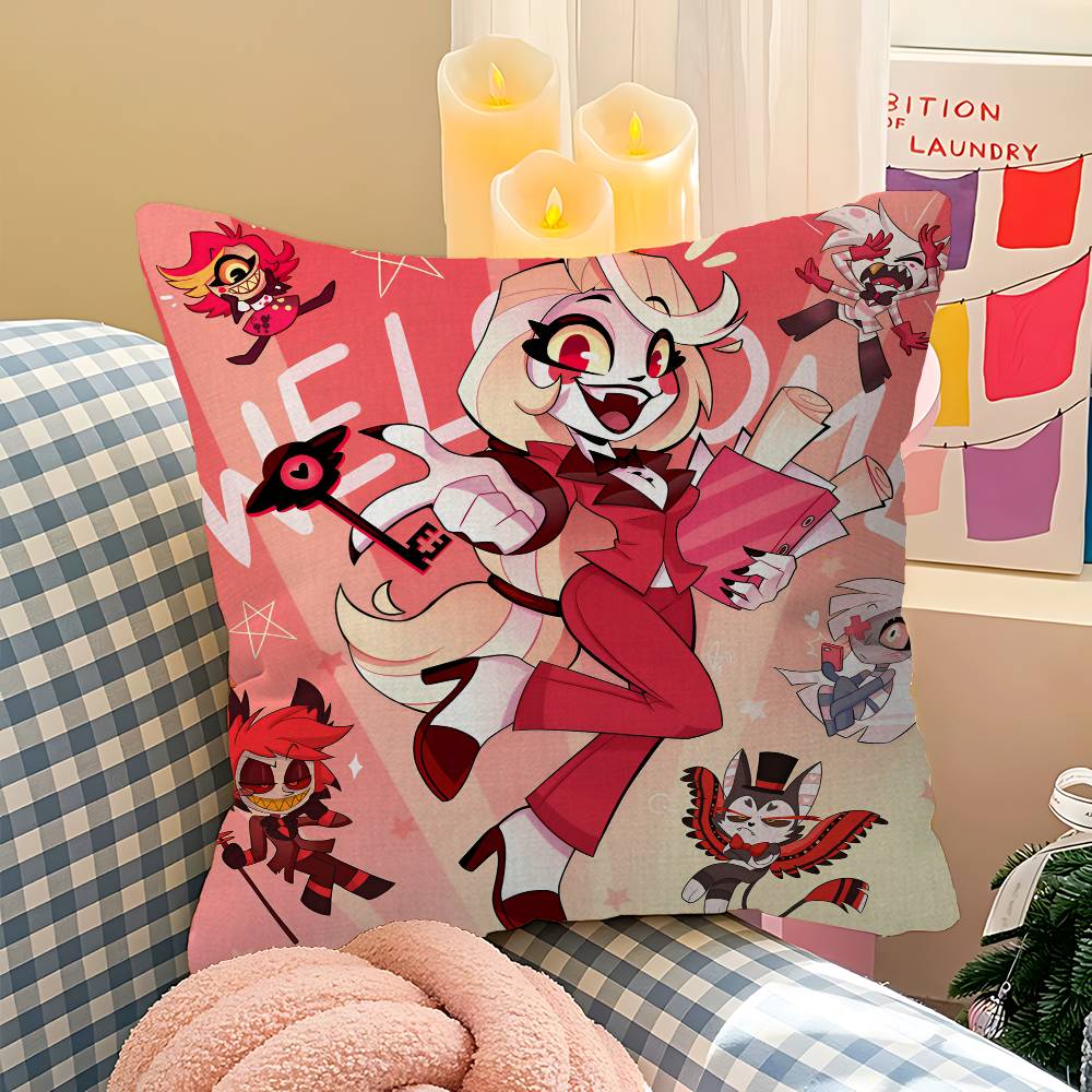 C-Charlie H-Hazbin Pillow Covers Cartoon Sofa Decorative Home Double-sided Printing Short Plush Cute Cushion Cover