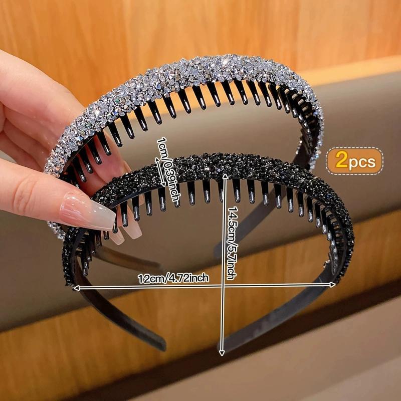 Shiny Rhinestone Headband Non Slip Teeth Design 1/2/4/5/6Pcs Fashion Hair Band for Girls Prom Daily Outing Party Wear