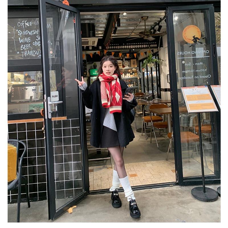 Leather Thick Heel Lock Loafers Platform Sole Lace-Up Small Leather Shoes British Muffin Shoes