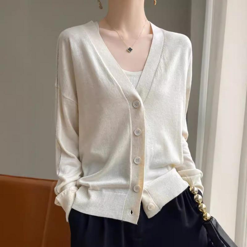 Spring new women's wool knitted sweater women's V-neck cardigan sweater women's jacket long-sleeved batch