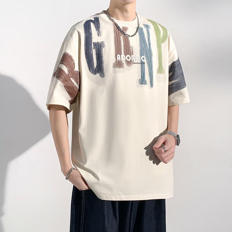T-shirt da uomo in cotone pettinato, vestibilità larga, ricamata