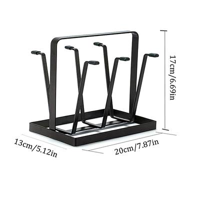 Steel Bottle Cup Hanging Drying Rack 6 Hook Organizer For Drinking Glass Containers With Protective Rubber Ends Hooks
