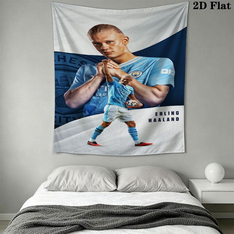 Erling Haaland Re Appeso a Parete Coperta in Tessuto Stampato Arazzi Decorativi per Camera da Letto Soggiorno Arredamento per la Casa