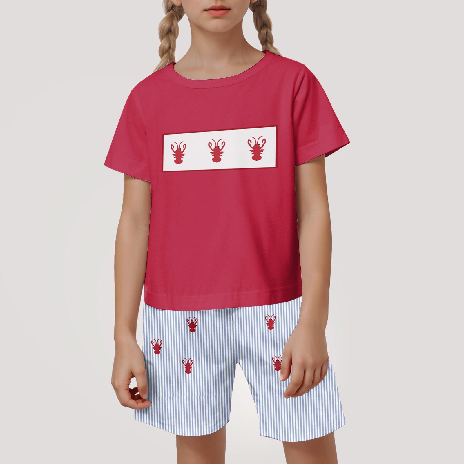 

Детский патриотический наряд - комплект из 2 предметов: короткий рукав и шорты для мальчика и девочки 110 красный