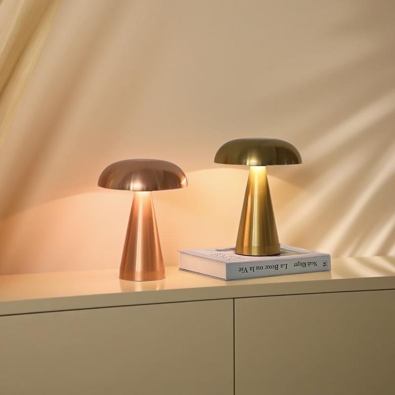 LED Mushroom Bud Table Lamp Rechargeable Touch Three-tone Lighting For Cafe Bar Restaurant Living Room Bedroom Study Decoration