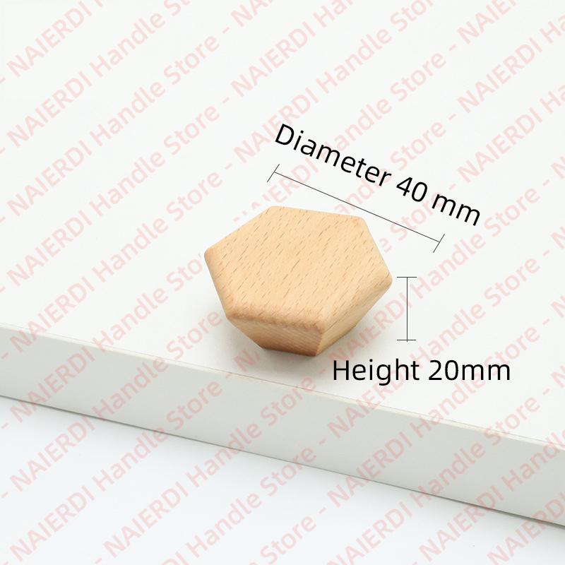 NAIERDI Solid Wood Cabinet Handles Modern Single Hole Wooden Pulls Octagon Round Knobs for Kitchen Cupboard Wardrobe Hardware