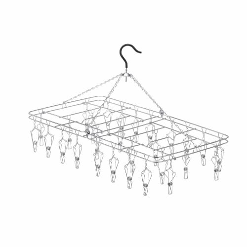 Oki Seisakusho Laundry Hanger, 28 Pinch, Foldable, Tangle-Resistant, Stainless Steel, DL 00381-4