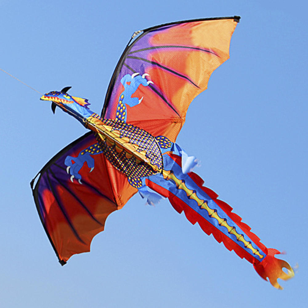 140cm x 120cm Celsius 55 x 47 Inch Dragon Kite Single Line Flying Kite with Tail 100m Flying Line for Kids Adults