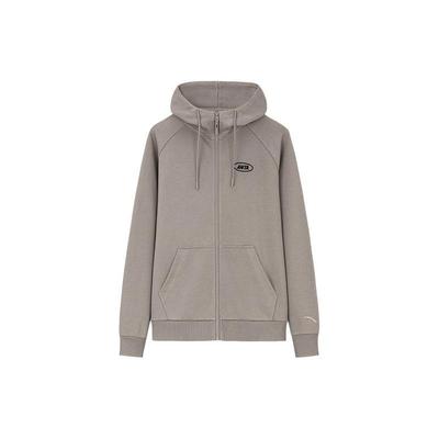 Anta Séria Lifestyle Jednofarebná sťahovacia mikina s dlhým rukávom Unisex mikiny Ľanovo-sivá 972338720-6