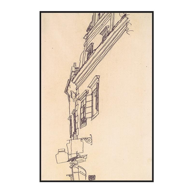 

Винтажный абстрактный дом, эскиз, декоративные картины, холст, настенная живопись, печать, фотографии, эстетическое украшение для дома, гостиной 21x30cm No Framed