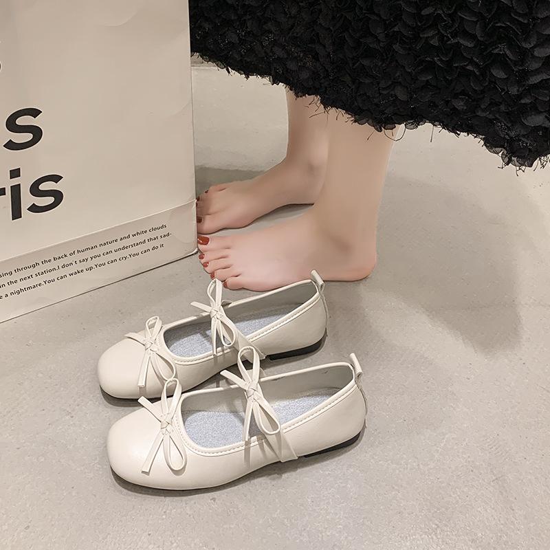 Summer and autumn new fairy style bow square head Mary Jane shoes with skirt temperament ballet shoes 2025 women's shoes