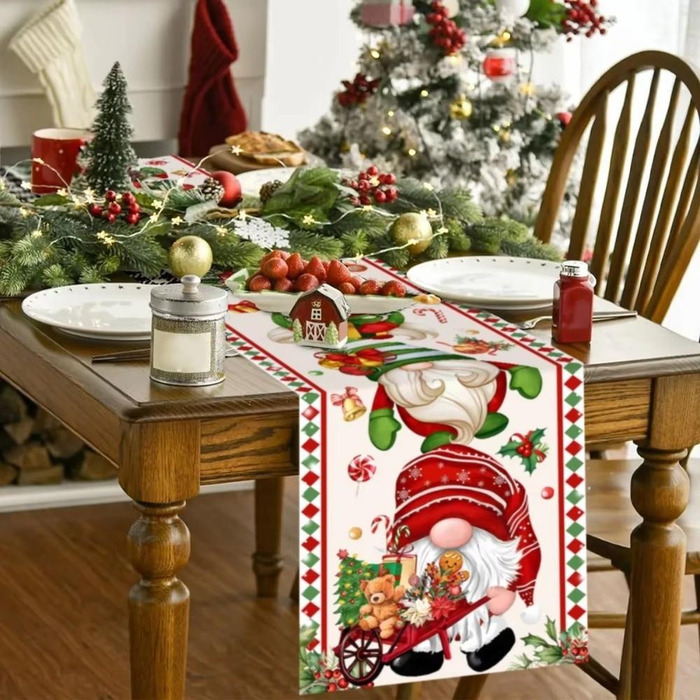 Faceless Gnome Christmas Table Runner Ornament New Year Tablecloth New Table Decor  For Home