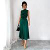 European and American women's elegant and fashionable sleeveless strap dress, casual belt design women's dress