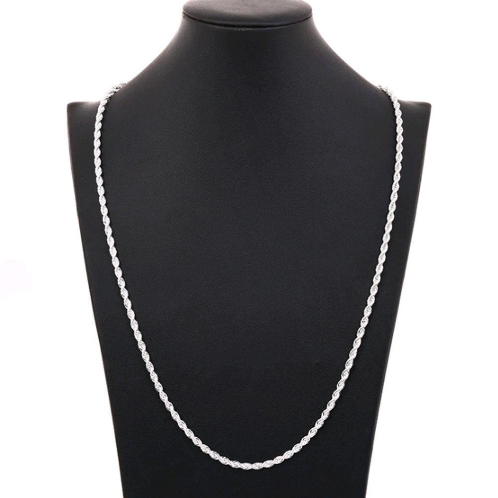 Silver 4MM Twisted Rope Necklace & Bracelet Set - Unisex Fashion Jewelry
