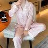 Spring New Ice Silk Pajamas Women's Loose Ink Painting Long Sleeves Trousers Can Be Worn Outside Loungewear Breathable and Comfortable
