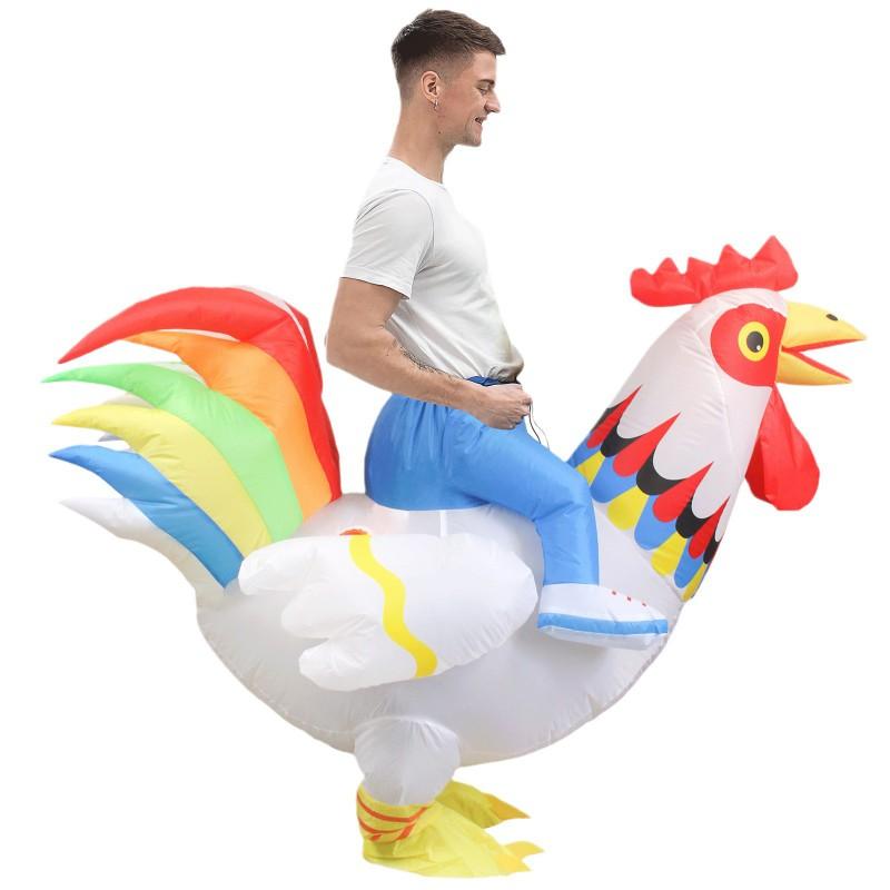 Inflatable White Rooster Costume Kids Halloween Party Fun Outfit Mascot Performance