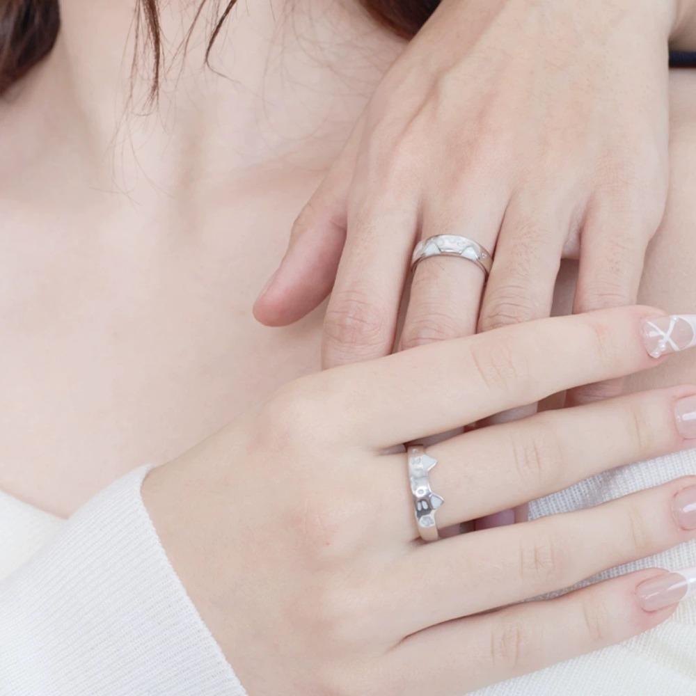 Im Dunkeln leuchtende lumineszierende Partnerringe Niedlicher Welpe Valentinstagsgeschenk Katze Hund Öffnungsring Frauen Männer