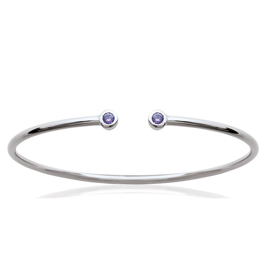 Les Trésors De Lily [M9949] - Open Silver Bracelet 'Sissi' Silver Purple (rhodium-plated) - 58 Mm 2 Mm