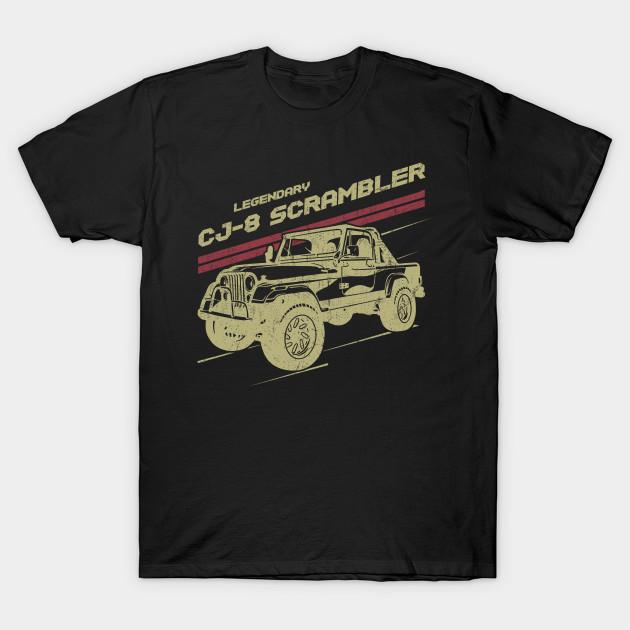 

Men Black Print T-shirt Cj-8 Scrambler Jeep Car Trailcat No-Cut Transfer Paper Print Cotton Tshirt 2XL