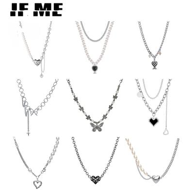 Collana di moda Cuore Farfalla Ciondolo Girocollo Cuciture Catena Accessori Gioielli
