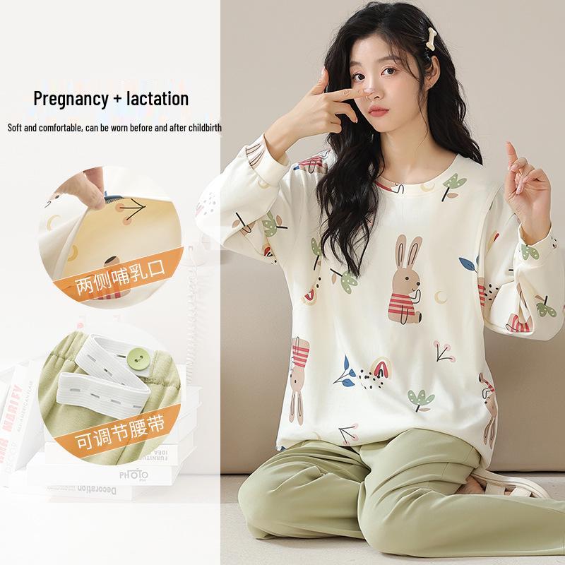 

Хлопковая пижама для беременных с длинным рукавом для кормления грудью круглый год XL