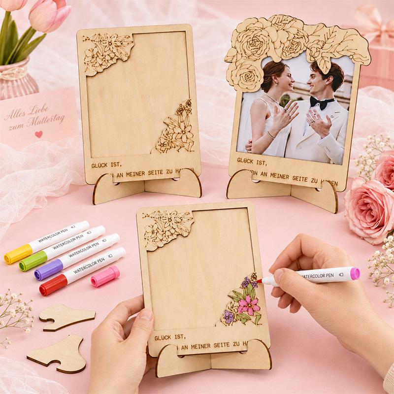 DIY Hand-Painted Colorful Wooden Photo Frame and Ornaments Kit