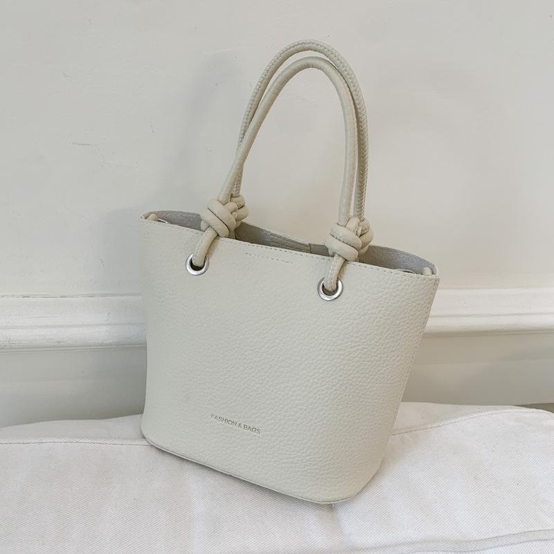 Premium Lychee Pattern Bucket Bag Women's 2025 New Portable Vegetable Basket Bag Fashionable Shoulder Messenger Bag