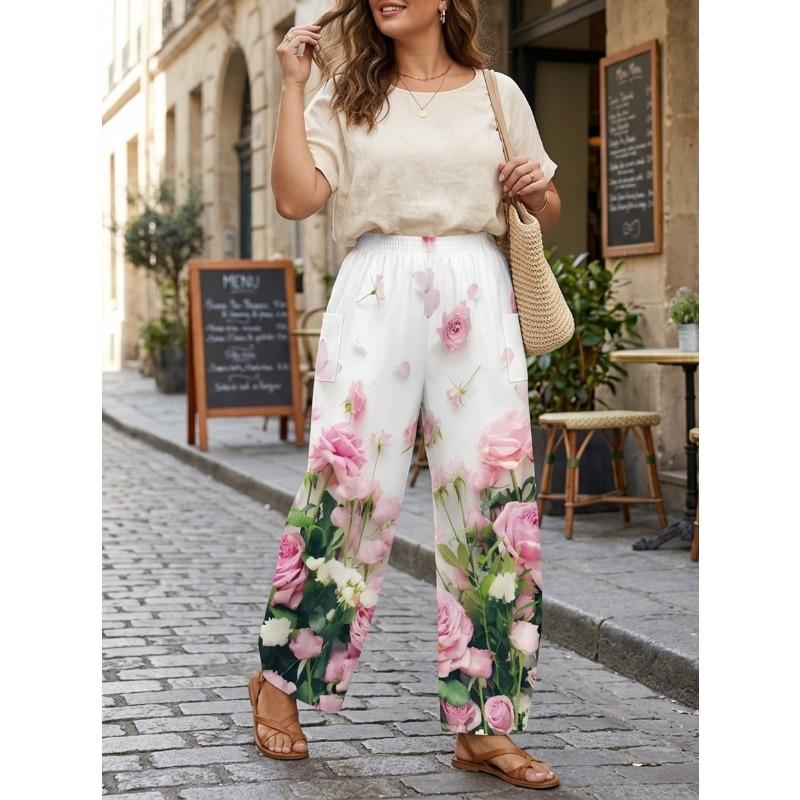 Women's Standard Size Fashion Trendy 3D printing oom Print Wide-Leg Pants, Comfortable and Suitable for All Seasons